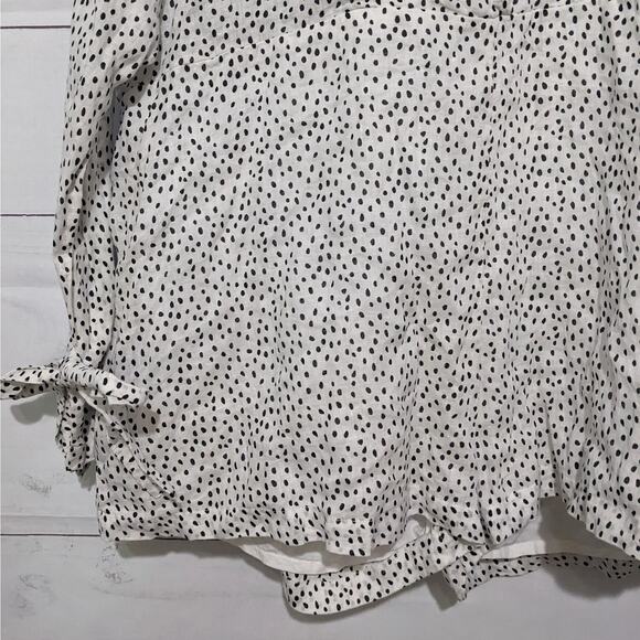 Zulu & Zephyr Beach Linen Long Sleeve Dotted Tunic Romper White Black Women's 10 - Picture 7 of 11
